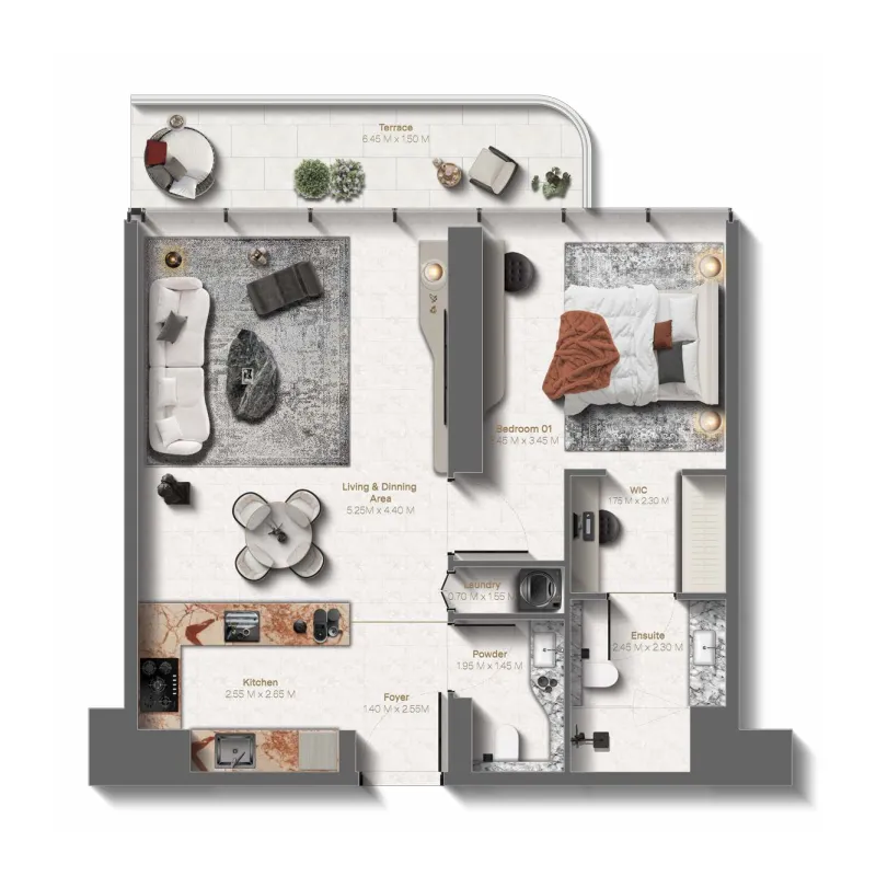1 bedroom layout