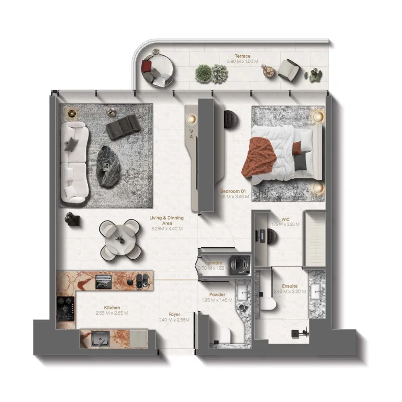 1 bedroom layout