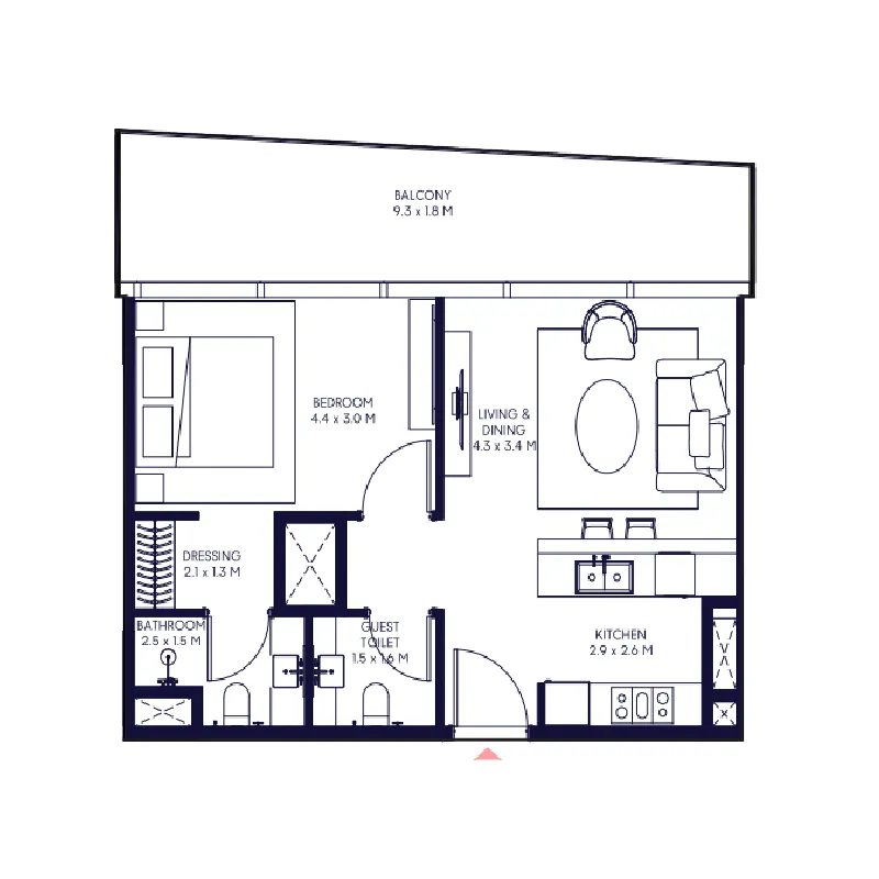 1 bedroom layout