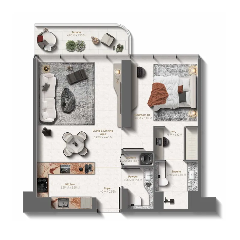 1 bedroom layout