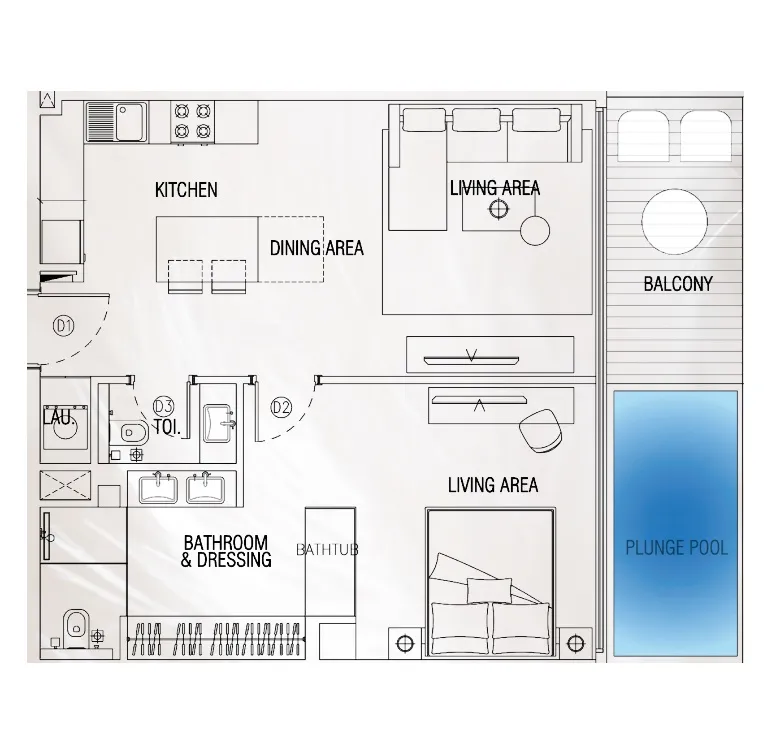 1 bedroom layout