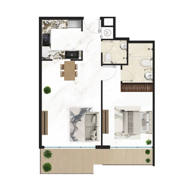 1 bedroom layout