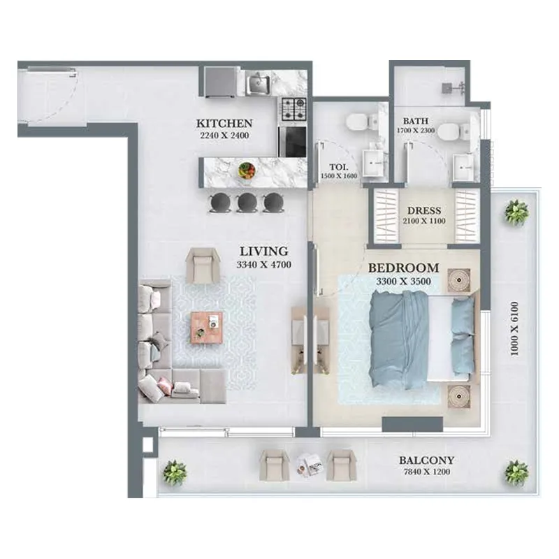 1 bedroom layout