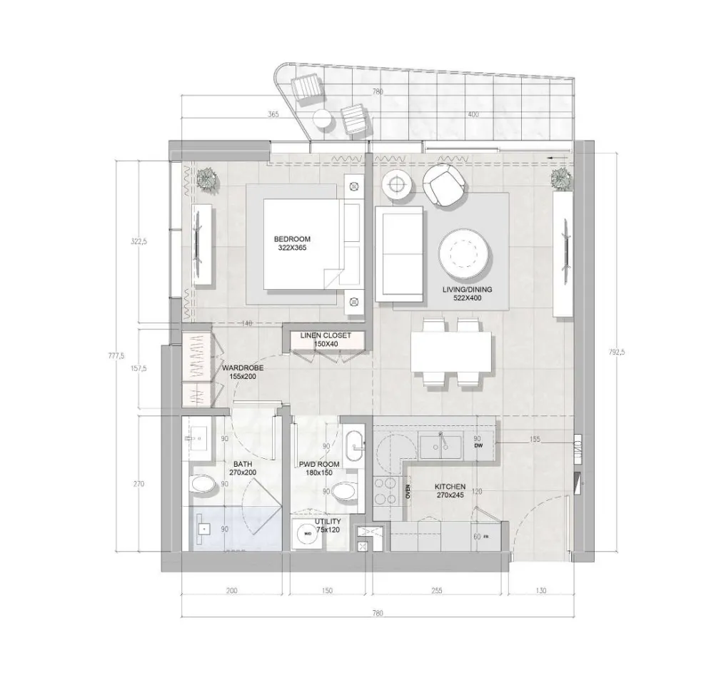 1 bedroom layout