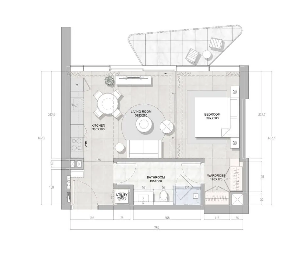 1 bedroom layout
