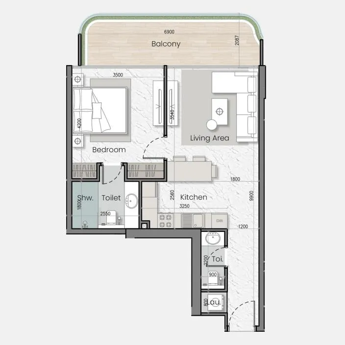 1 bedroom layout