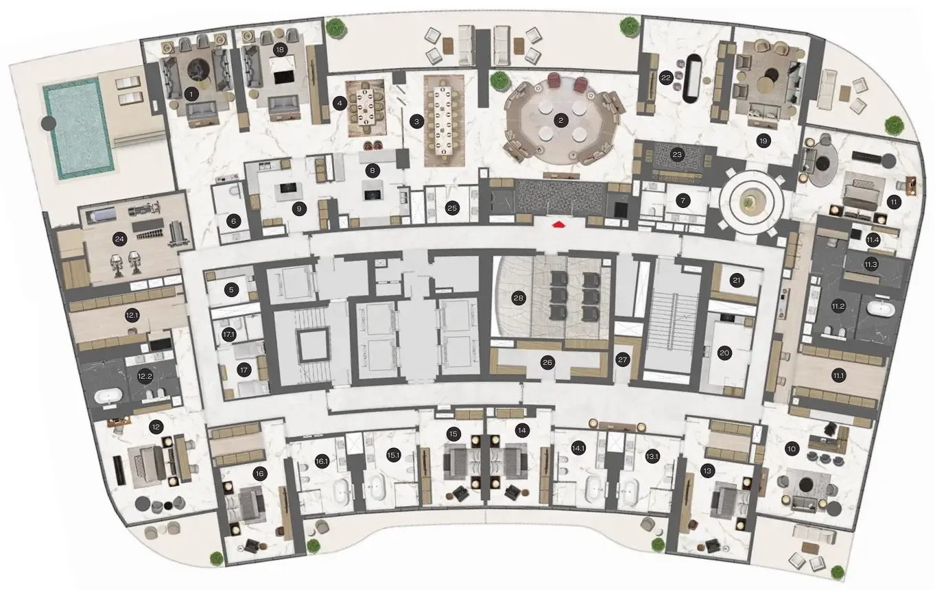 6 bedroom layout