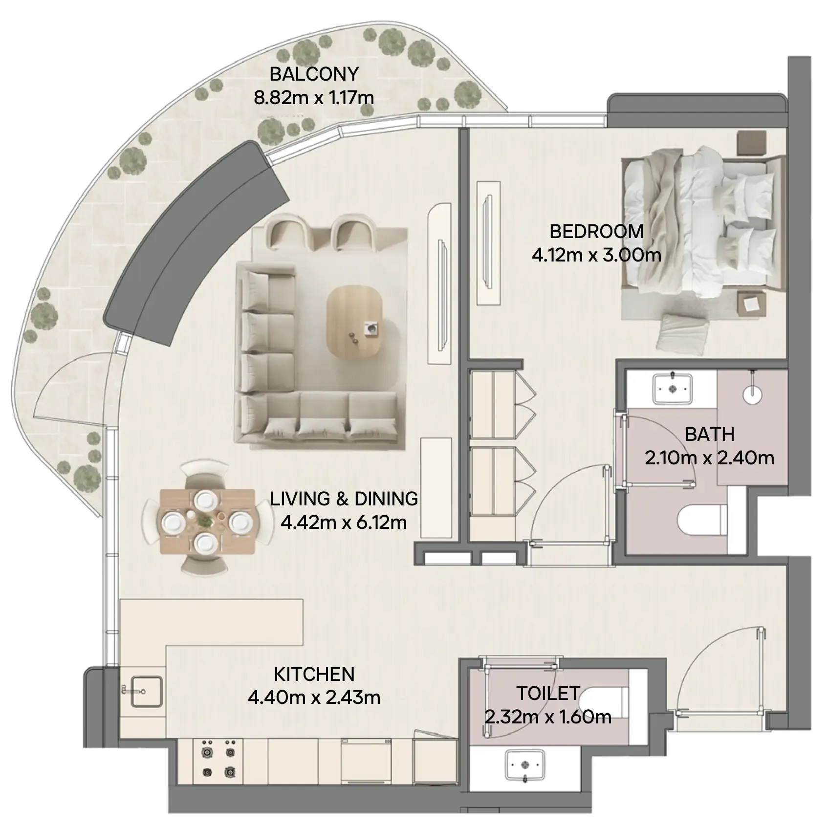 1 bedroom layout