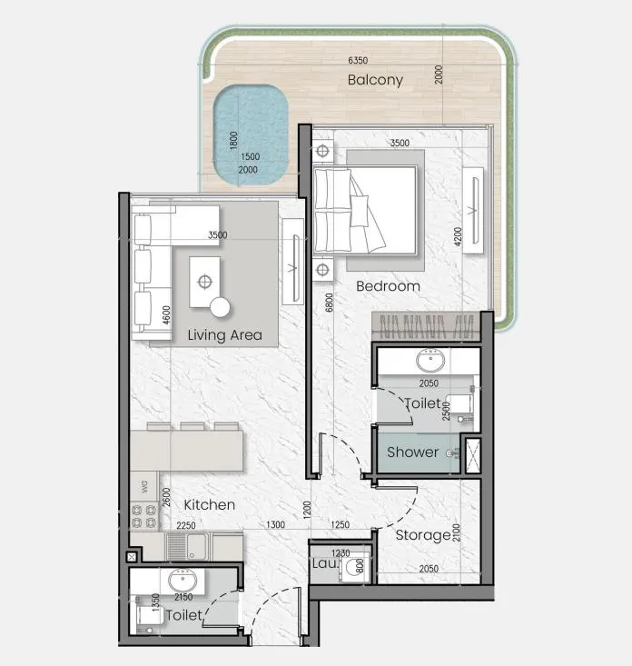 1 bedroom layout