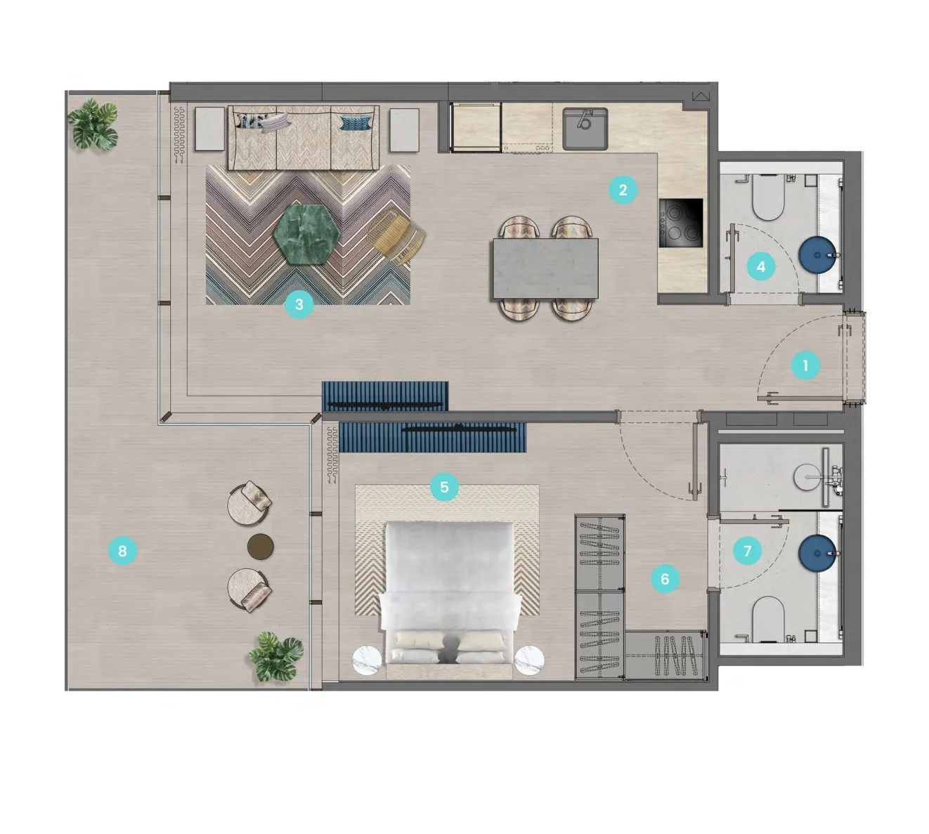 1 bedroom layout