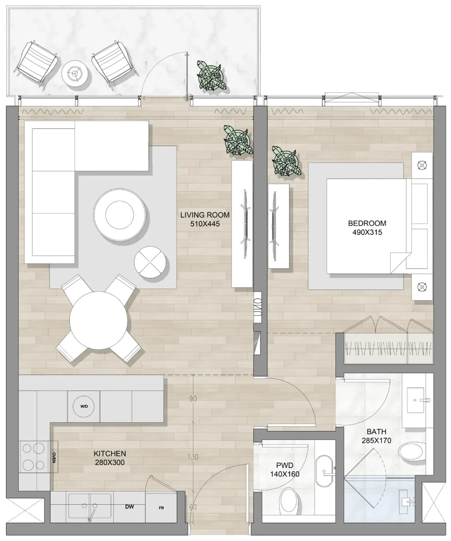 1 bedroom layout