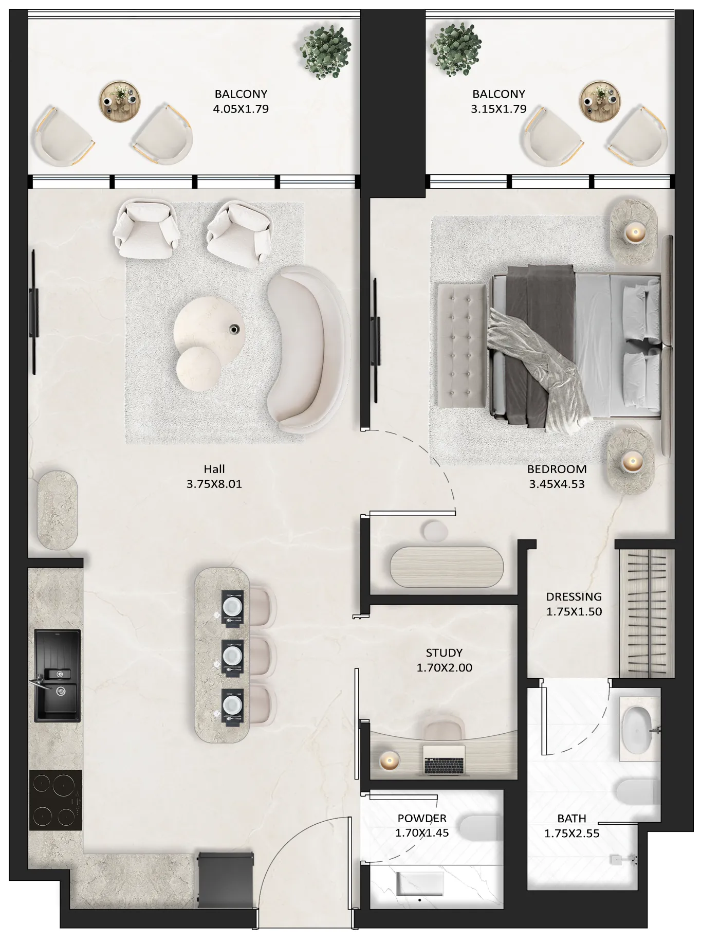 1 bedroom layout