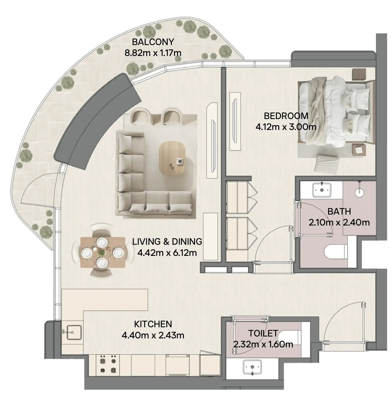 1 bedroom layout