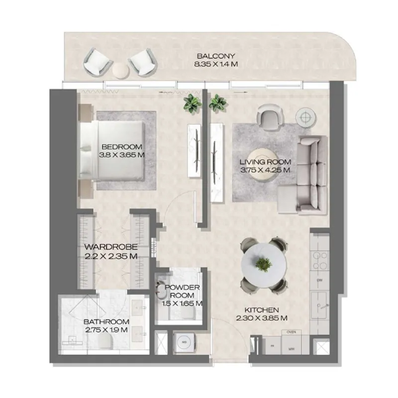 1 bedroom layout