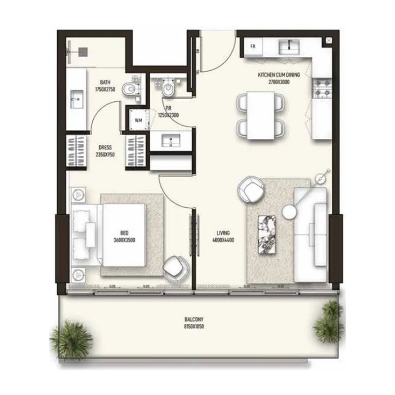 1 bedroom layout