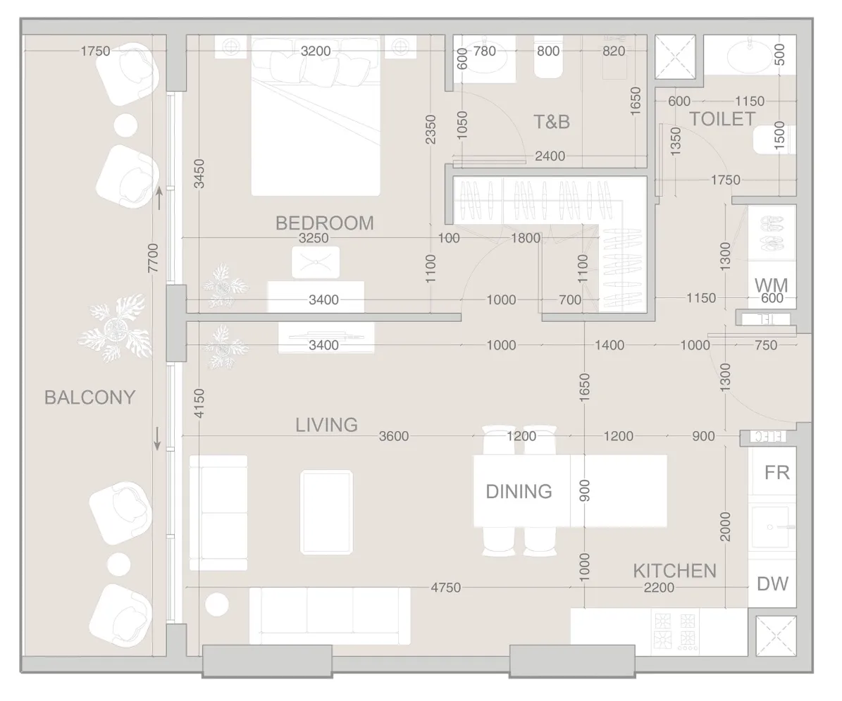 1 bedroom layout