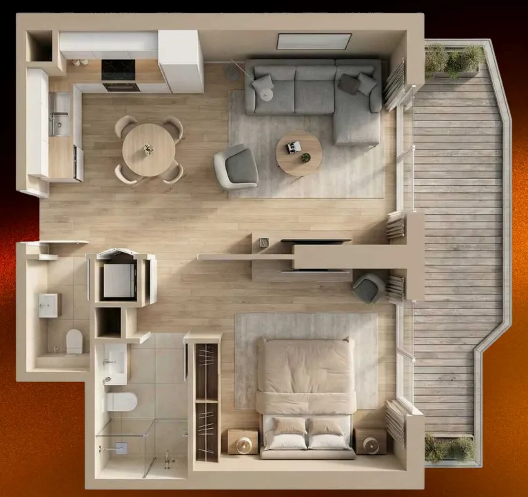 1 bedroom layout