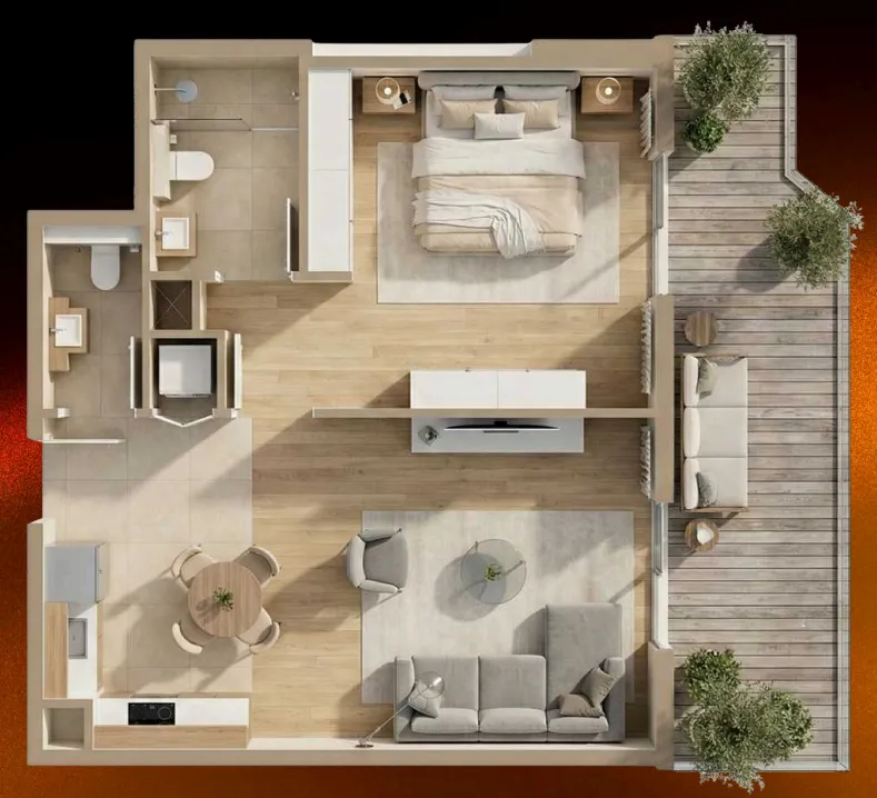 1 bedroom layout