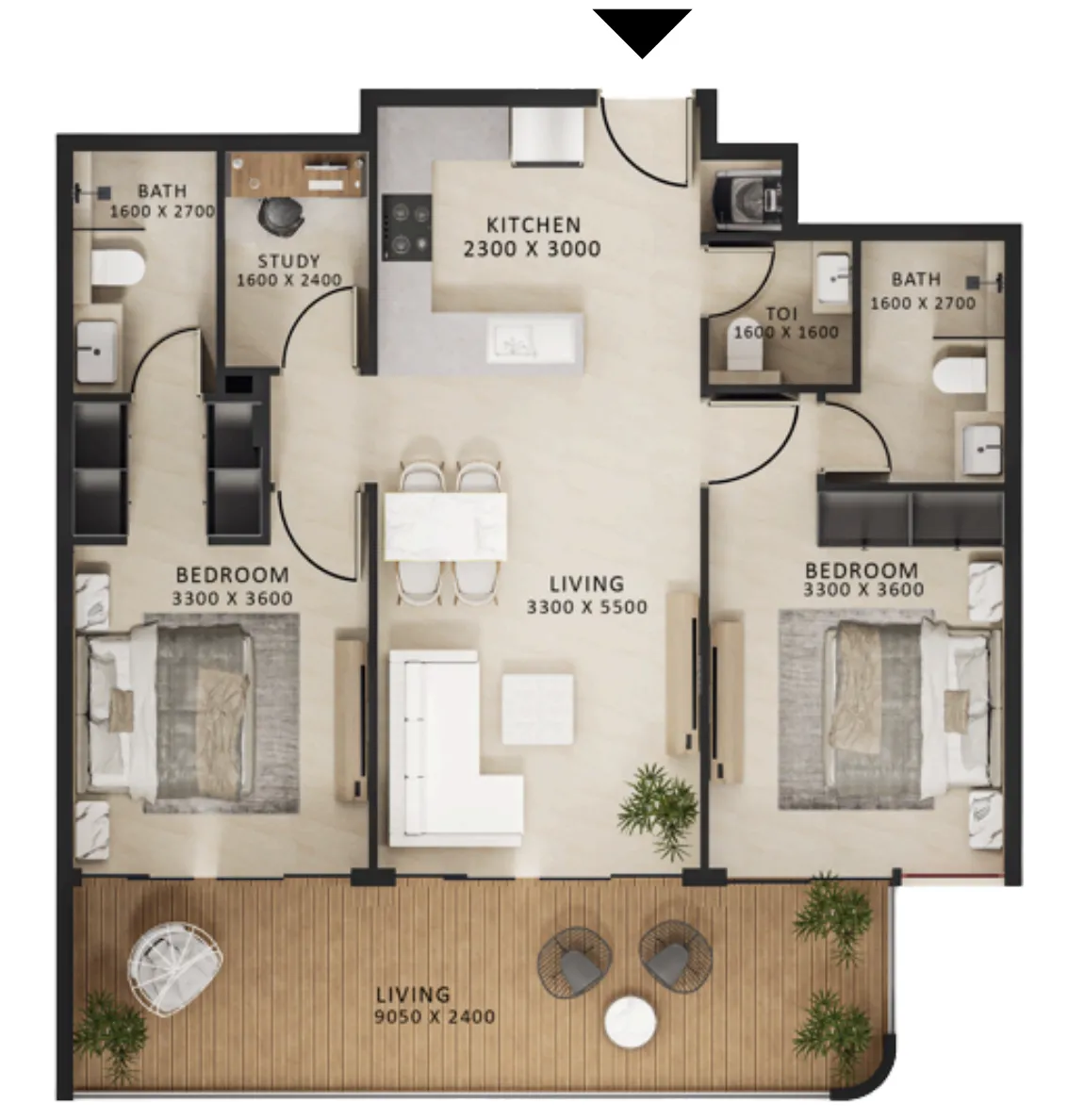 2 bedroom layout