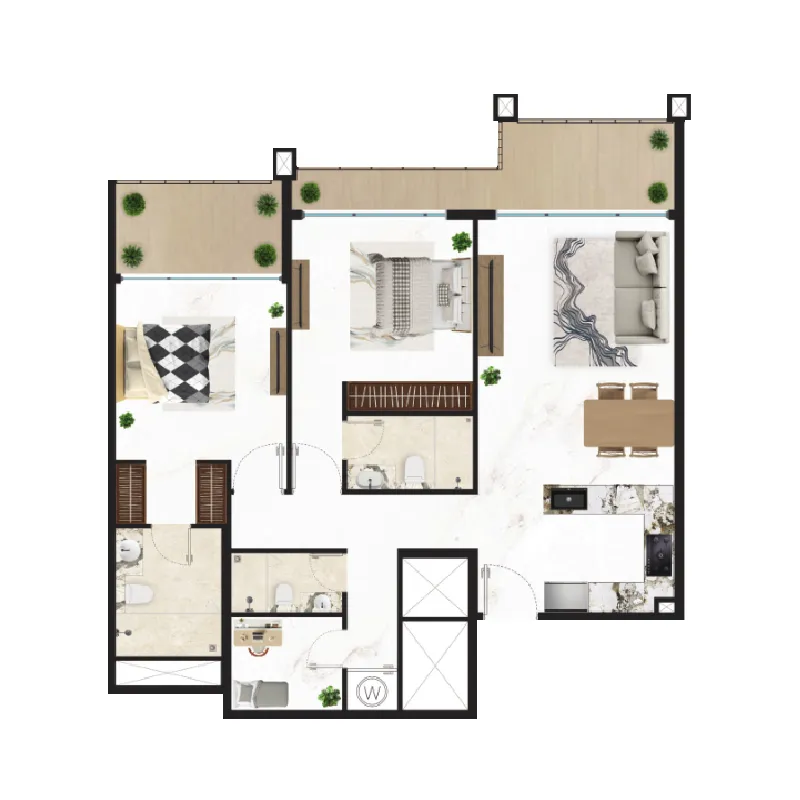 2 bedroom layout
