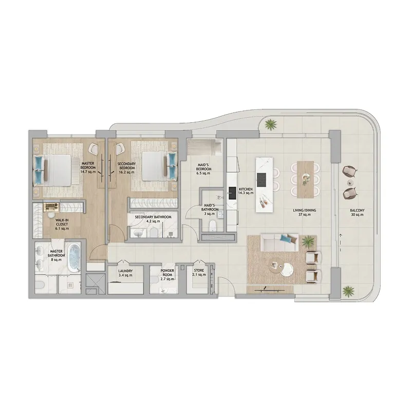 2 bedroom layout