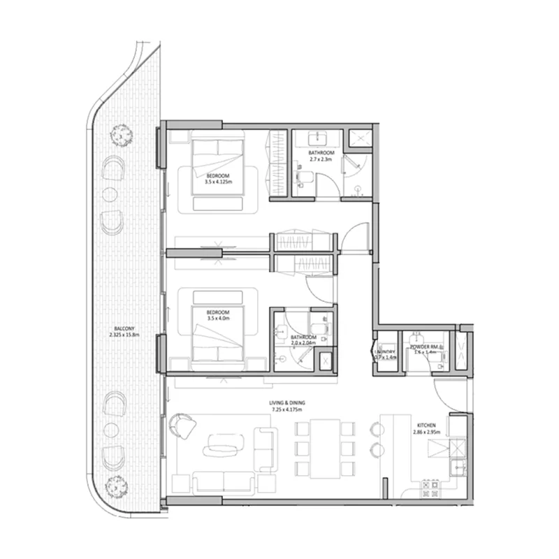 2 bedroom layout
