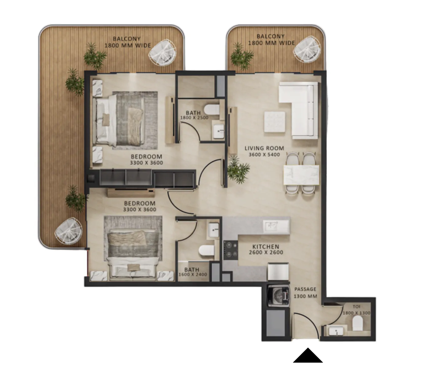 2 bedroom layout