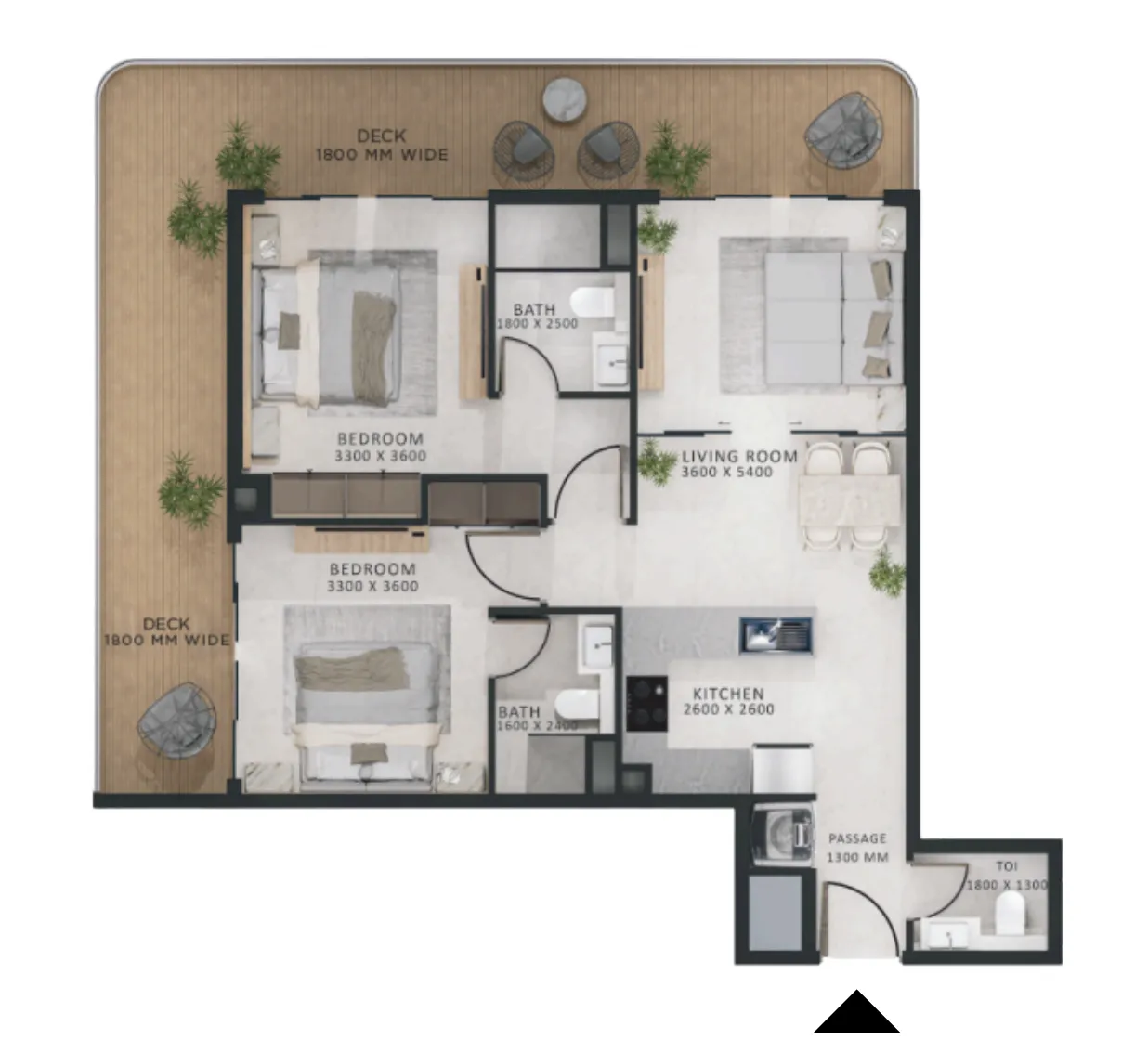 2 bedroom layout