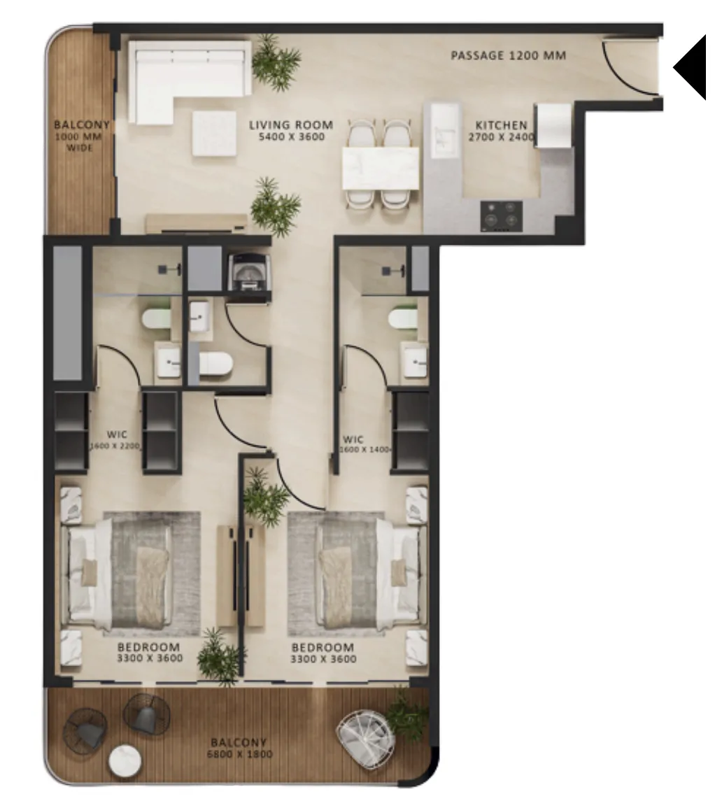 2 bedroom layout