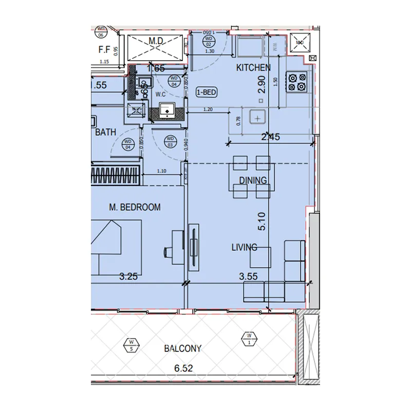 1 bedroom layout