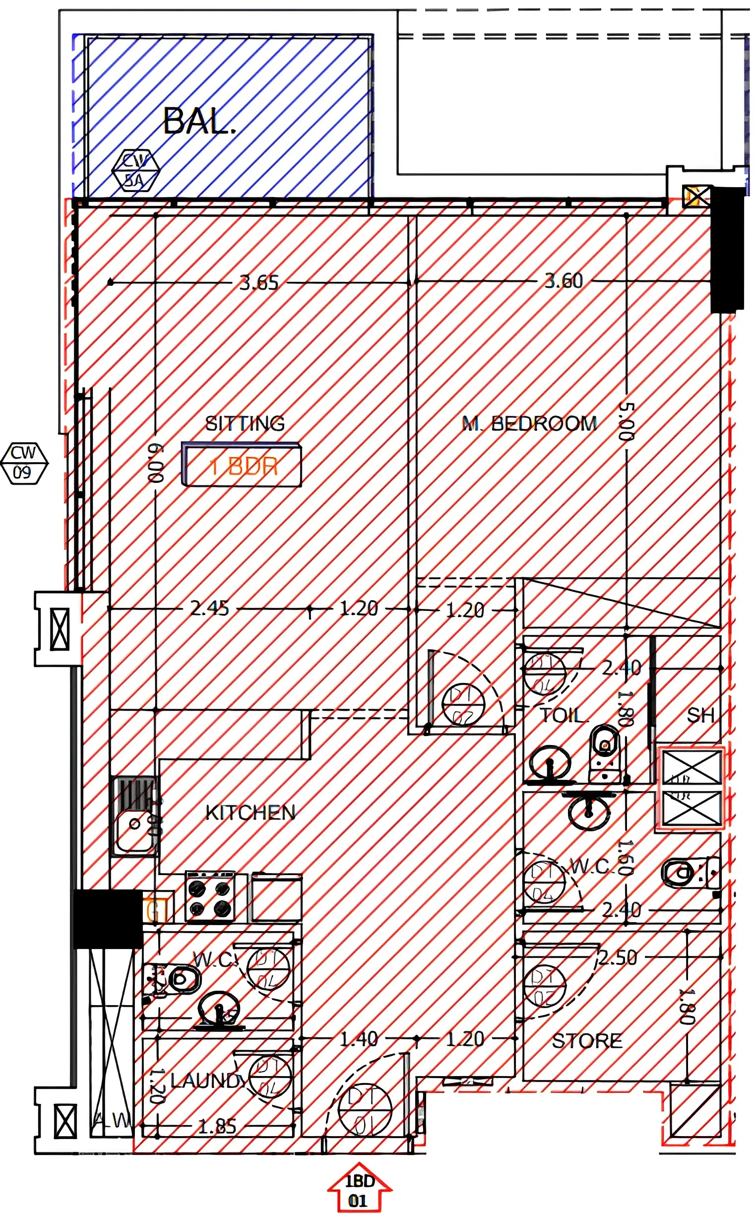 1 bedroom layout