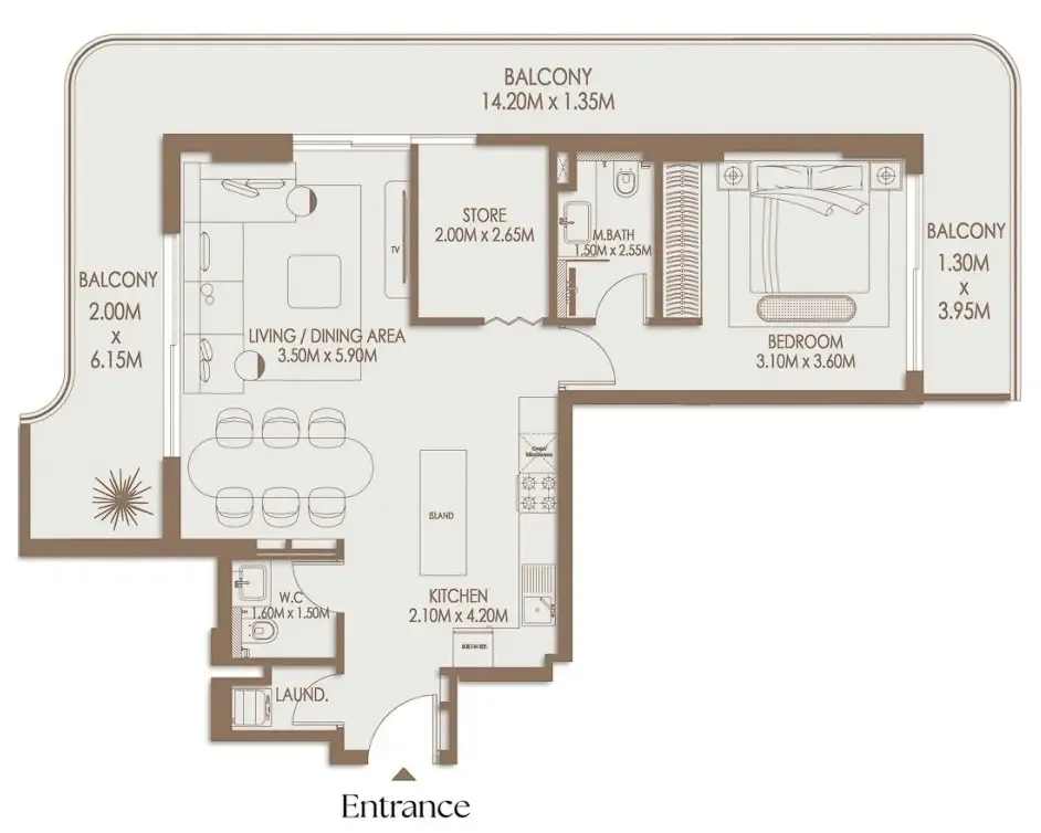 1 bedroom layout