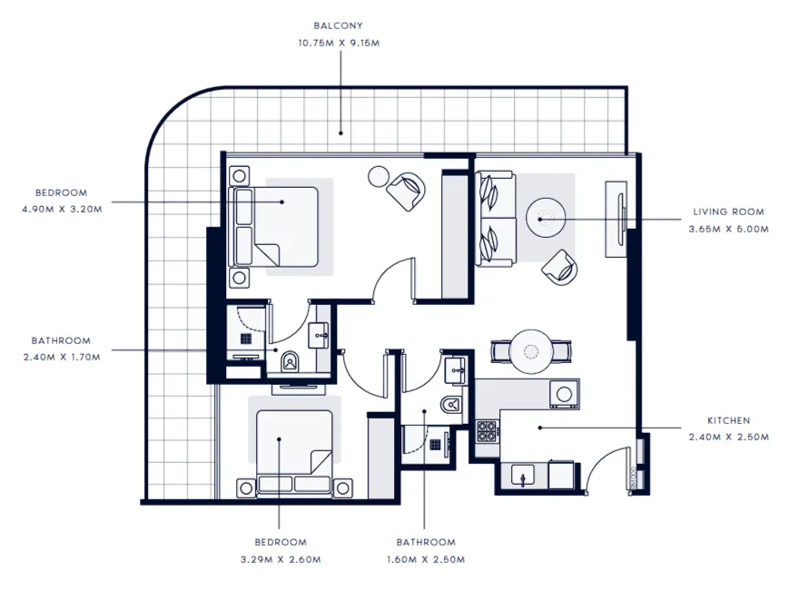 2 bedroom layout