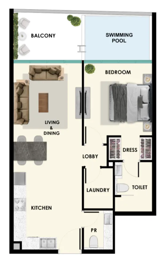 1 bedroom layout