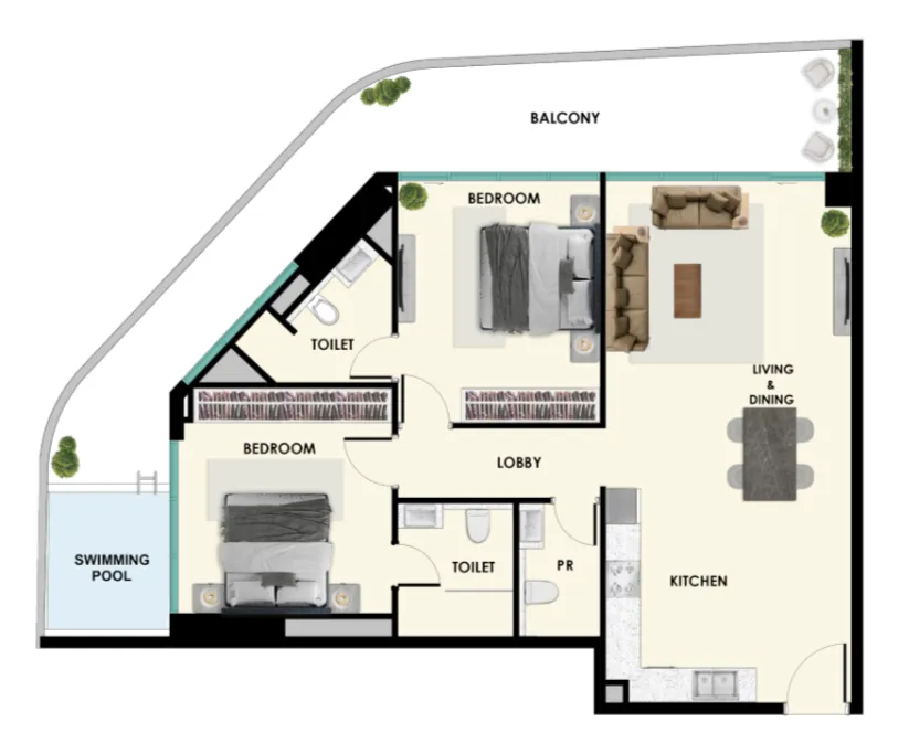 2 bedroom layout