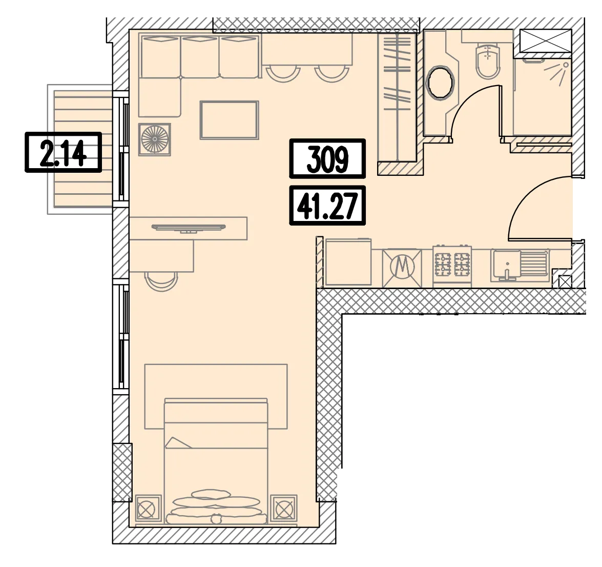 0 bedroom layout