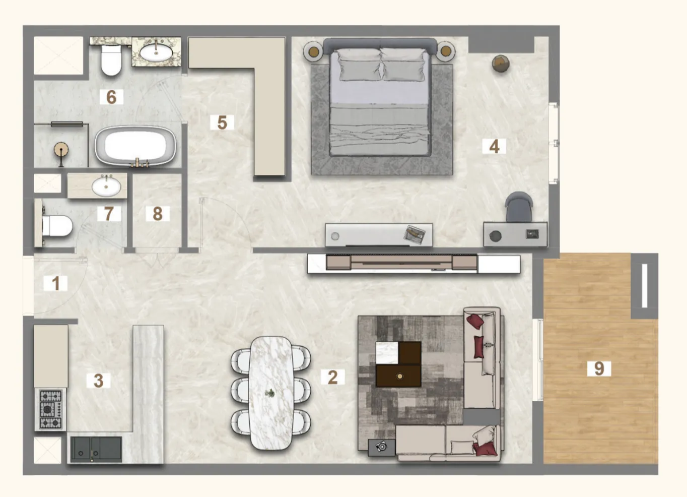 1 bedroom layout