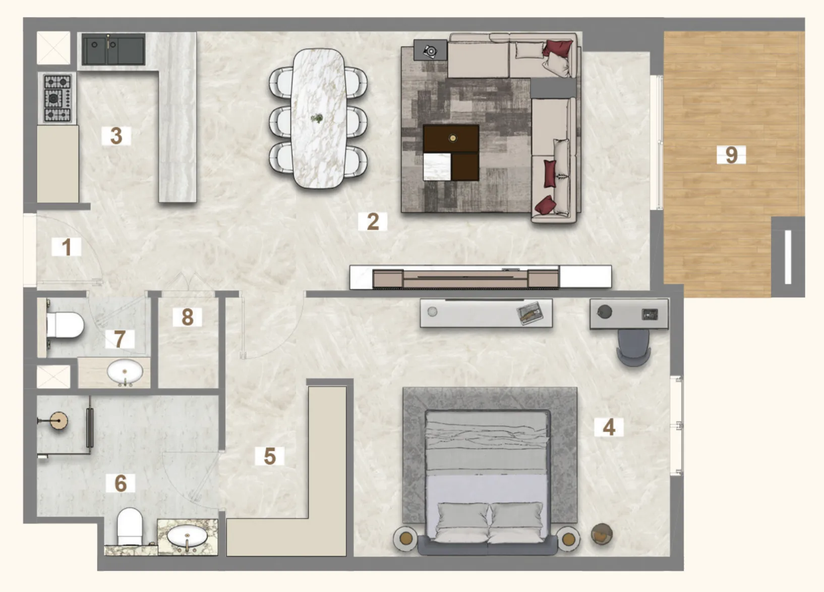 1 bedroom layout