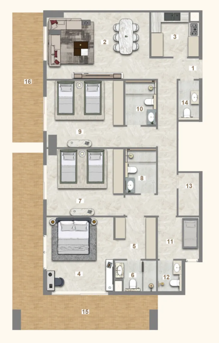 3 bedroom layout