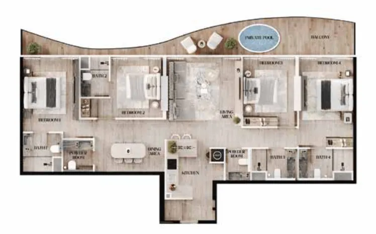 4 bedroom layout