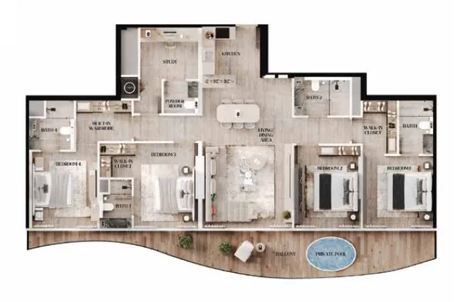 4 bedroom layout