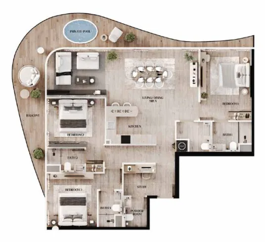 3 bedroom layout