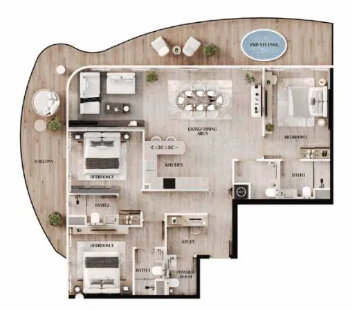 3 bedroom layout