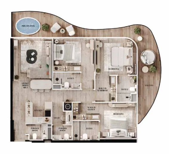 3 bedroom layout