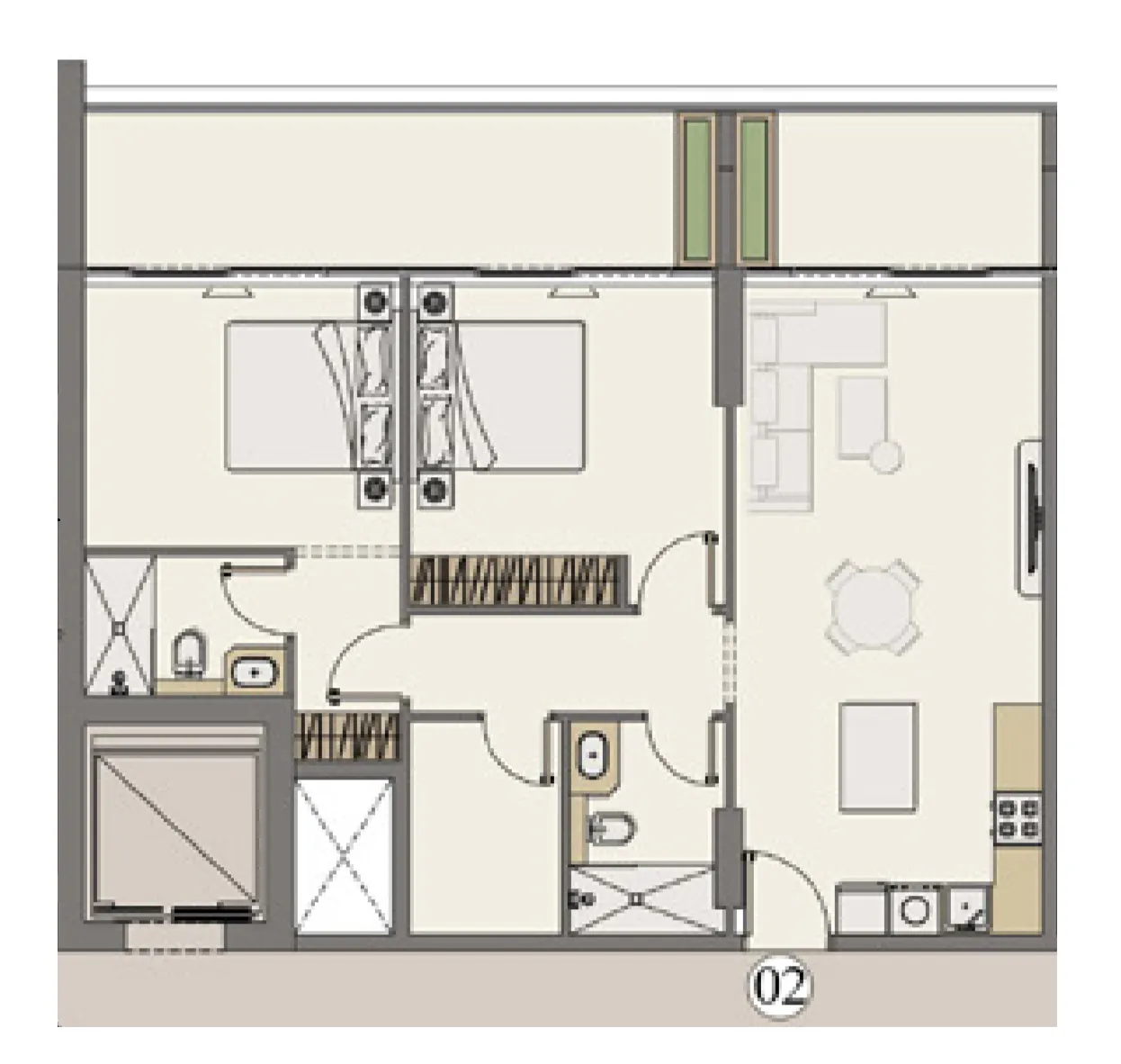 2 bedroom layout