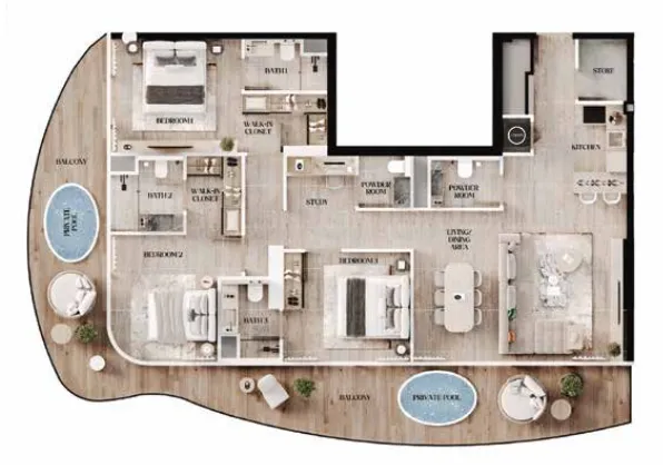3 bedroom layout