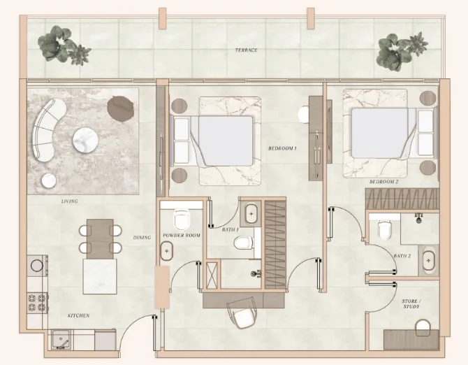 2 bedroom layout