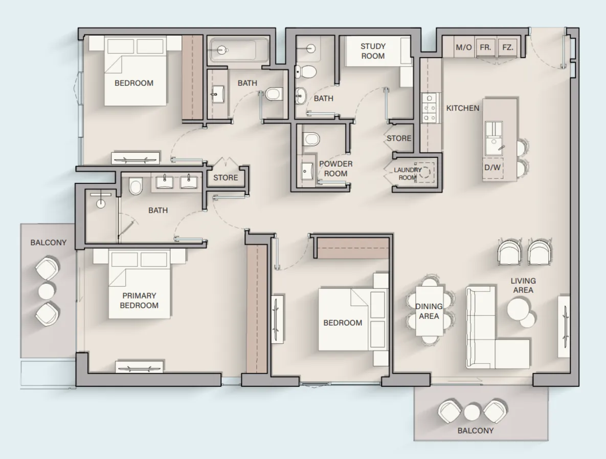 3 bedroom layout