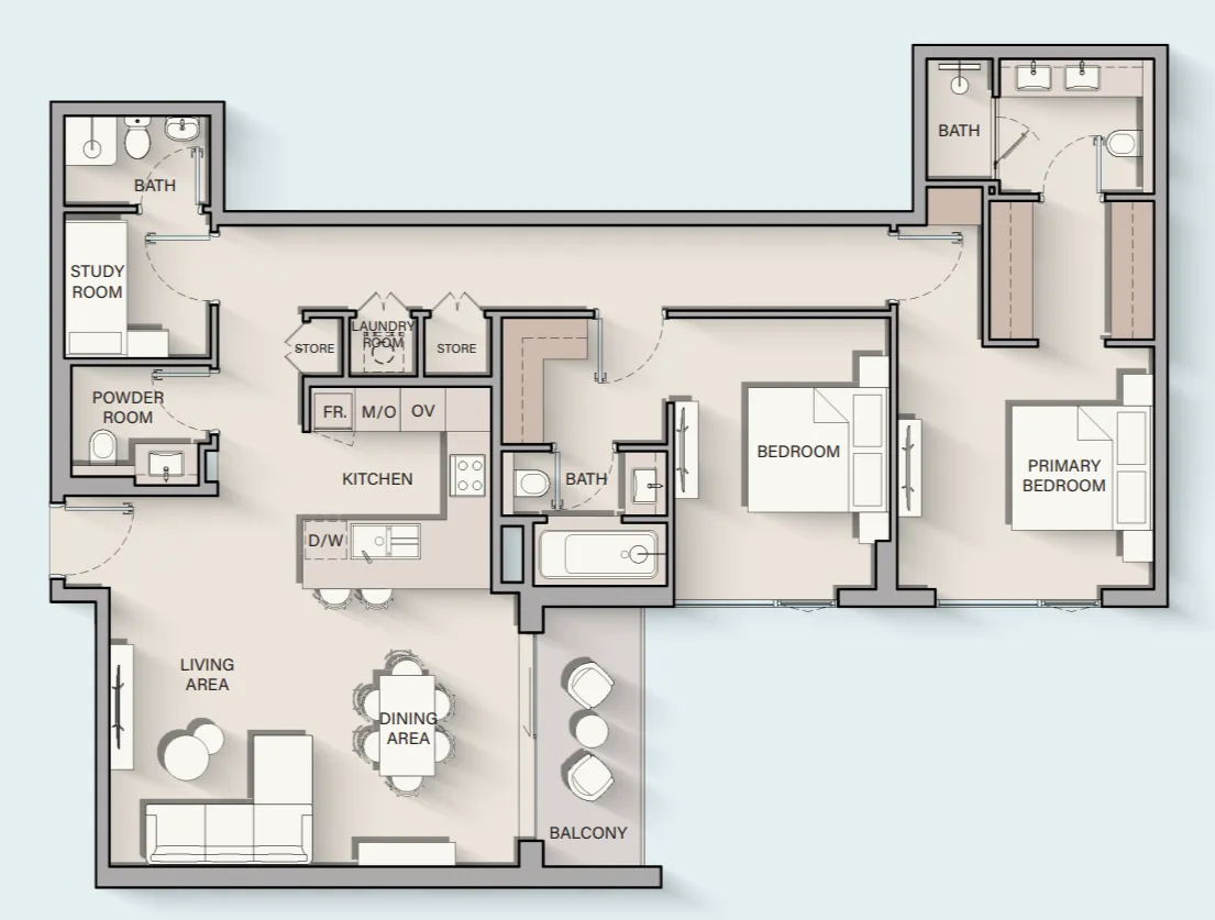 2 bedroom layout