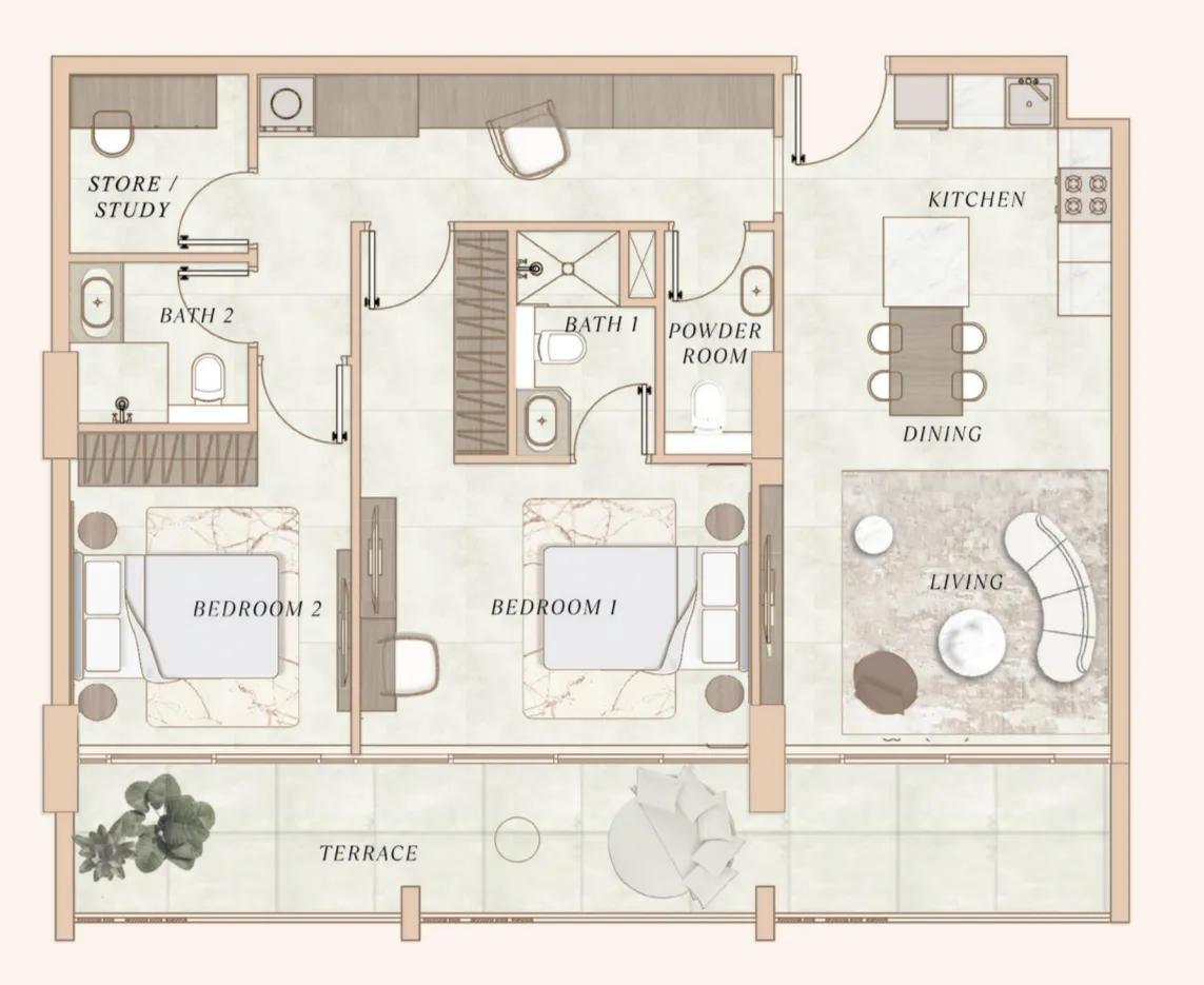 2 bedroom layout